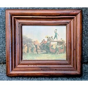 VTG/Antique 'The Old Stage Coach' Print Originally Created in 1871 Wood Framed
